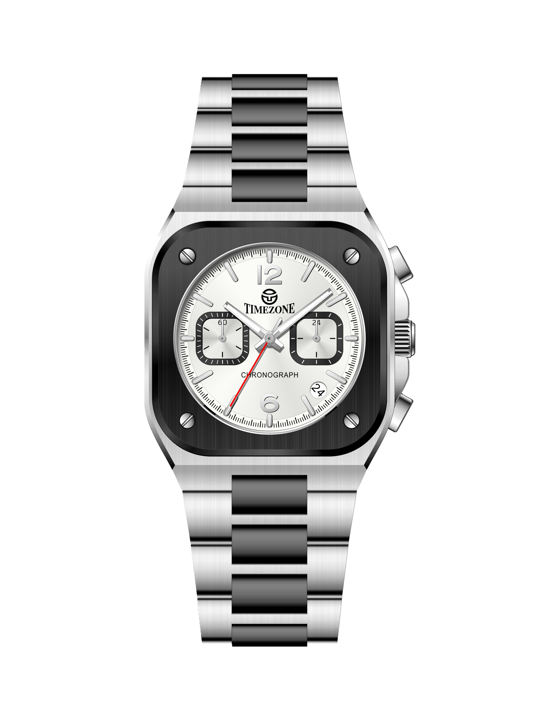 Silver watch with a white face on a white background - branded wrist watch for men in pakistan