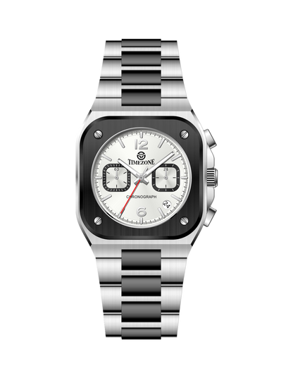 Silver watch with a white face on a white background - branded wrist watch for men in pakistan