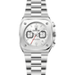 Silver wristwatch with digital display on a white background. Branded wrist watch for men in pakistan.