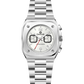 Silver wristwatch with digital display on a white background. Branded wrist watch for men in pakistan.