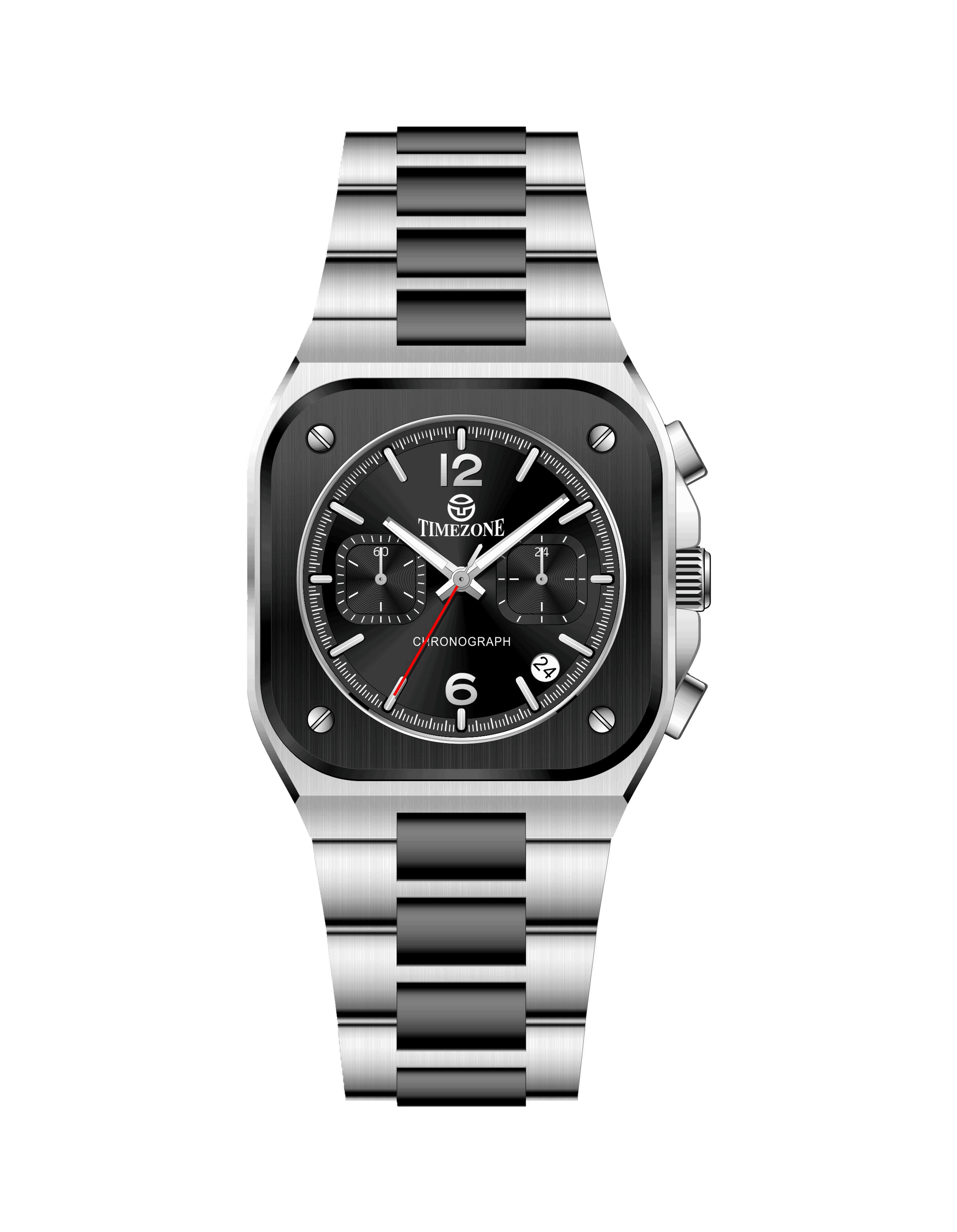 Silver watch with black face on a white background - branded wrist watch for men in pakistan