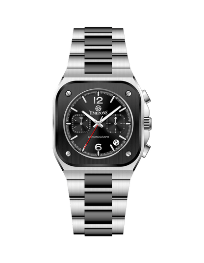 Silver watch with black face on a white background - branded wrist watch for men in pakistan