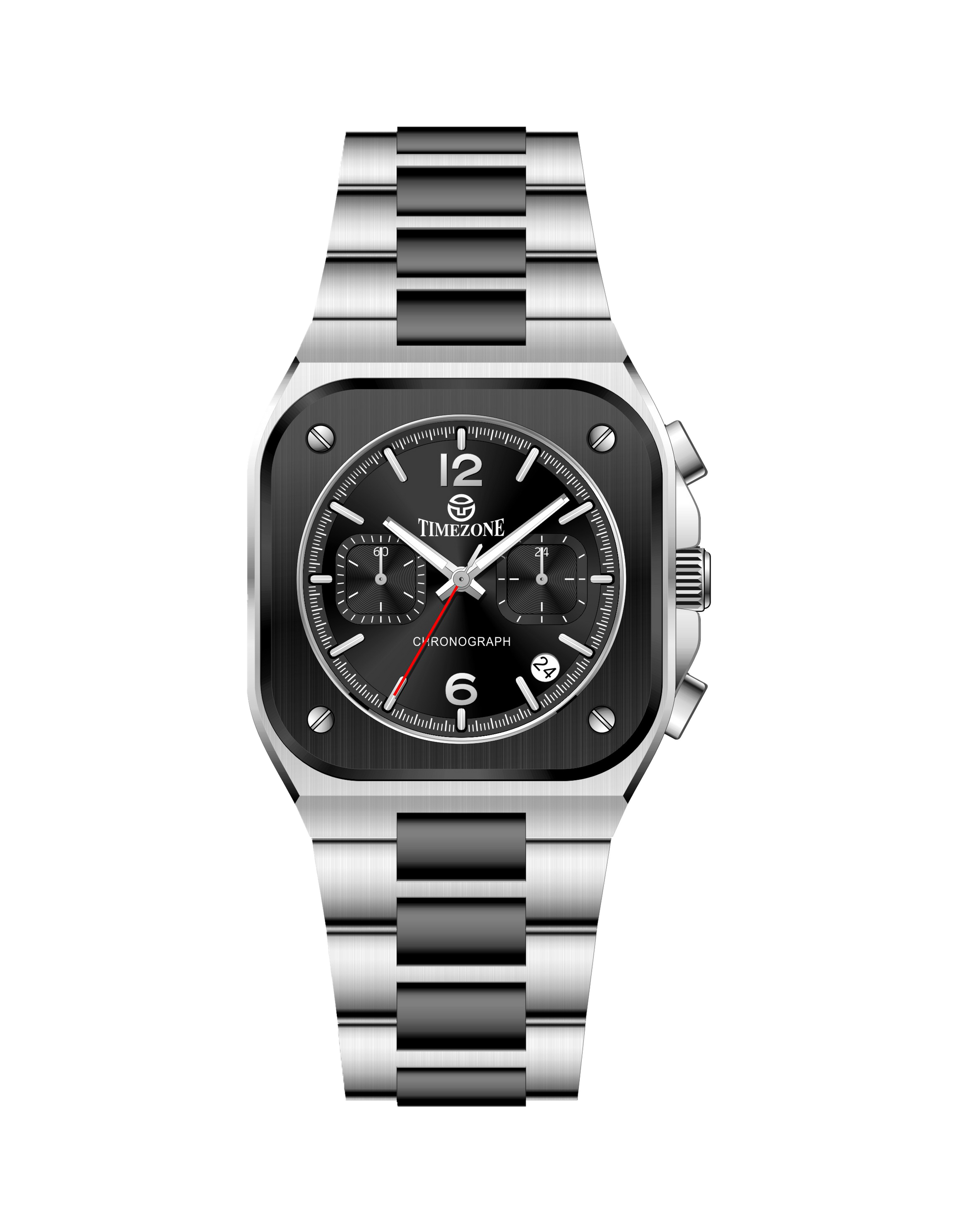 Silver watch with black face on a white background - branded wrist watch for men in pakistan