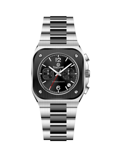 Silver watch with black face on a white background - branded wrist watch for men in pakistan