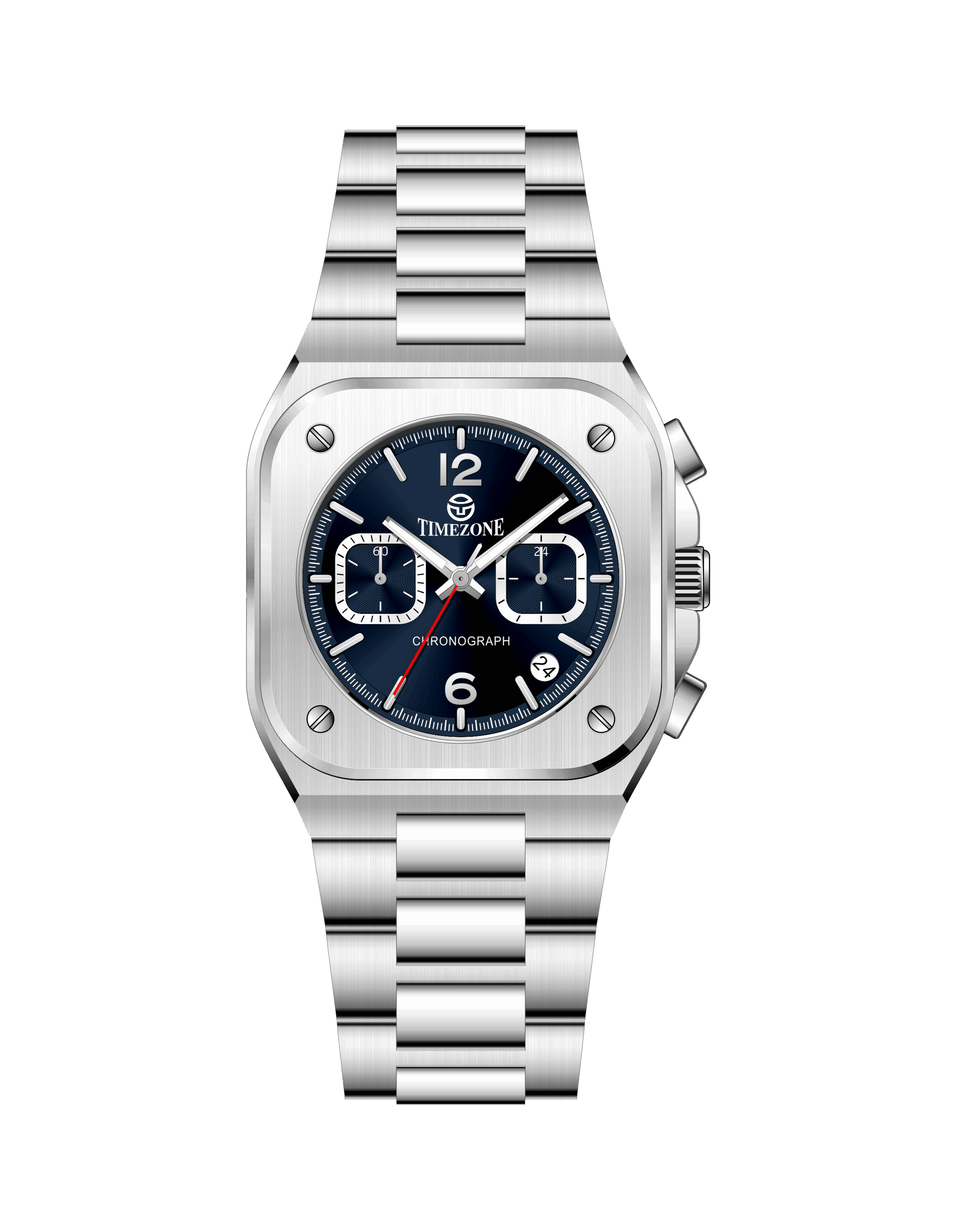 Silver watch with blue face on a white background - branded wrist watch for men in pakistan