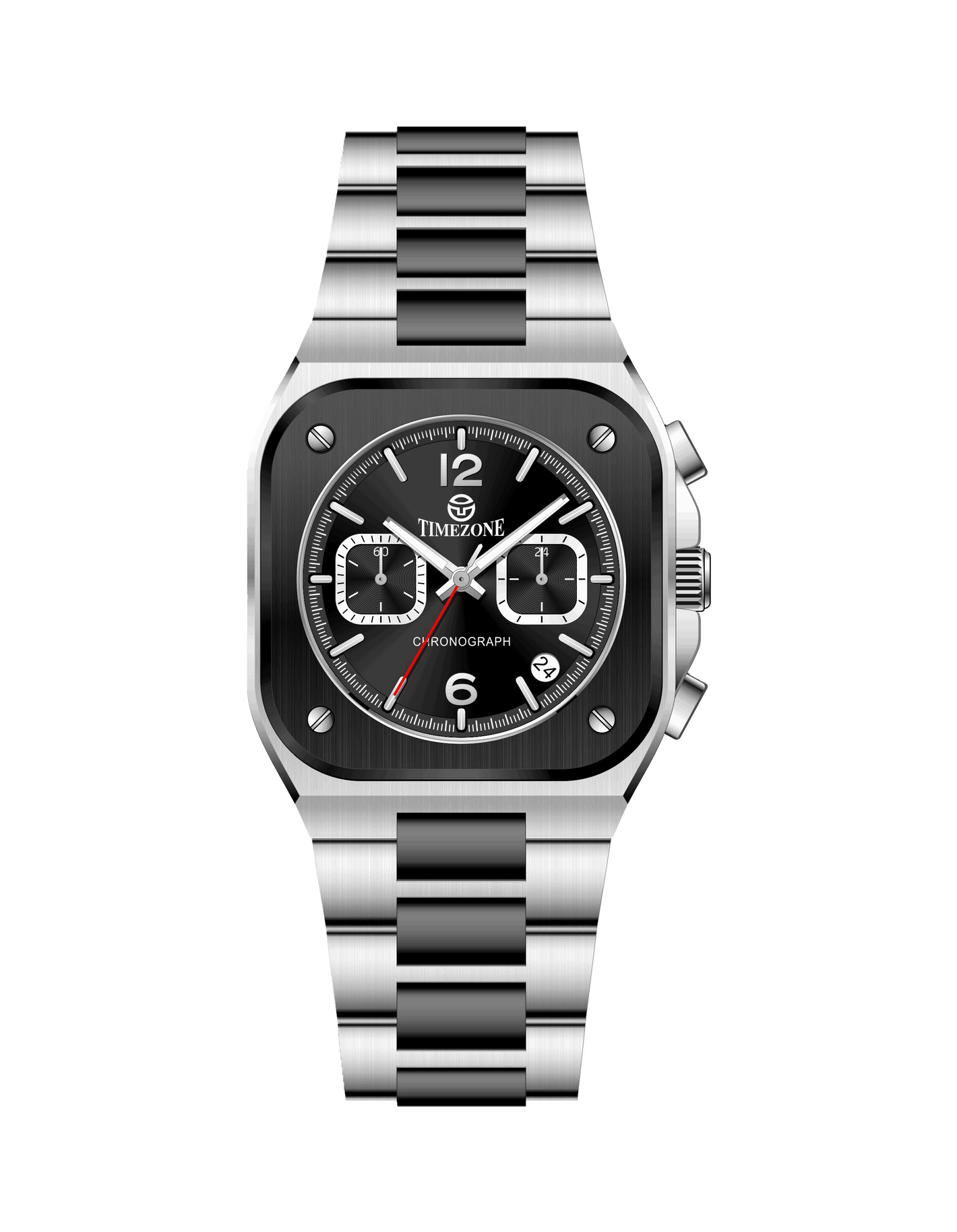 Silver watch with black face on a white background - branded wrist watch for men in pakistan
