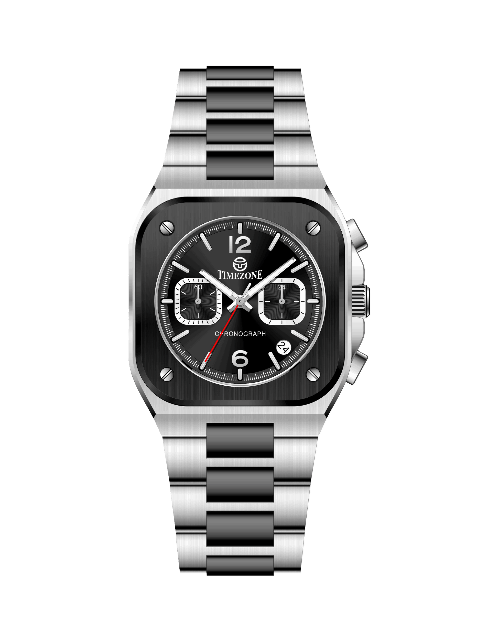 Silver watch with black face on a white background - branded wrist watch for men in pakistan