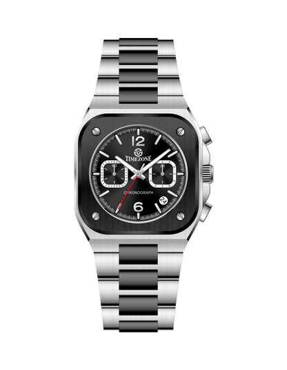 Silver watch with black face on a white background - branded wrist watch for men in pakistan