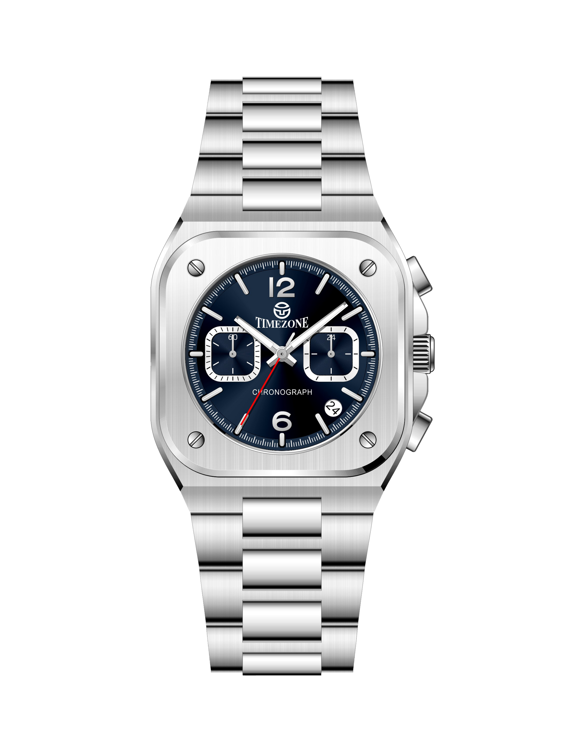 Silver watch with blue face on a white background - branded wrist watch for men in pakistan