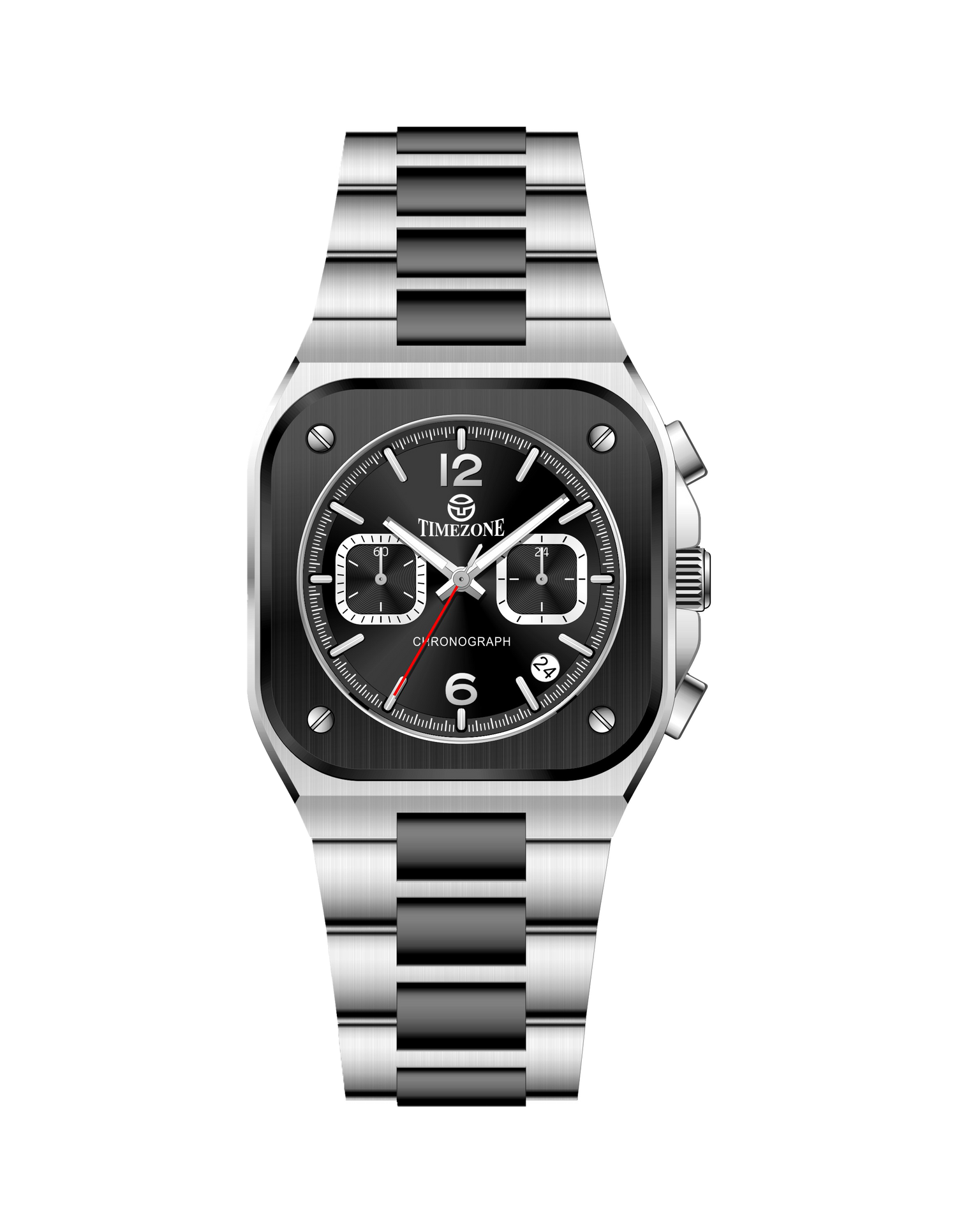 Silver watch with black face on a white background - branded wrist watch for men in pakistan