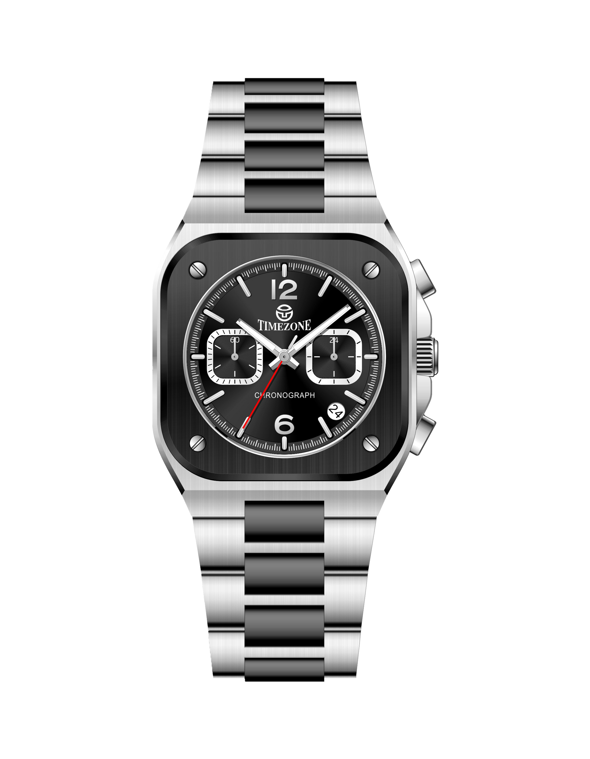 Silver watch with black face on a white background - branded wrist watch for men in pakistan