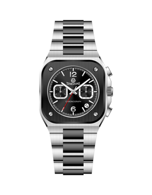 Silver watch with black face on a white background - branded wrist watch for men in pakistan