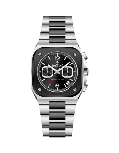 Silver watch with black face on a white background - branded wrist watch for men in pakistan