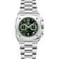 Silver watch with a green face on a white background - branded wrist watch for men in pakistan