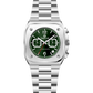 Silver watch with a green face on a white background - branded wrist watch for men in pakistan