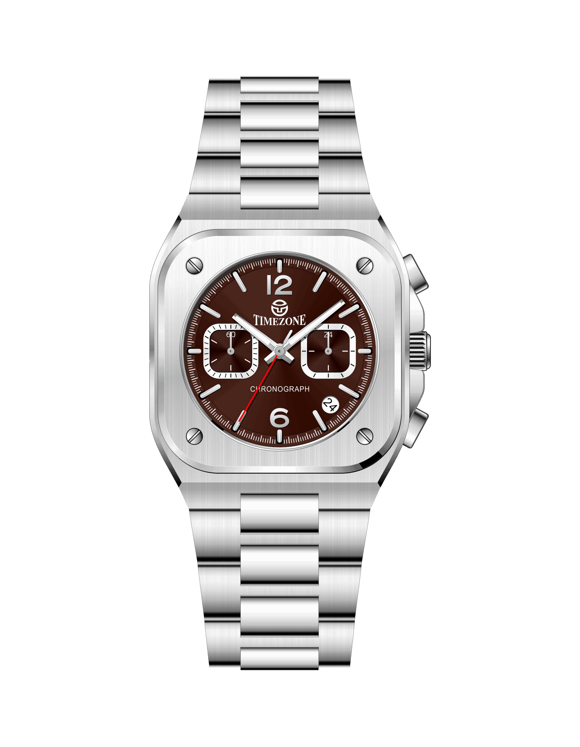 Silver watch with a brown face on a white background - branded wrist watch for men in pakistan