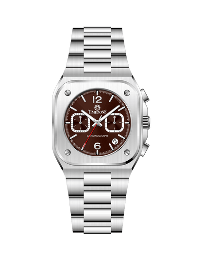 Silver watch with a brown face on a white background - branded wrist watch for men in pakistan