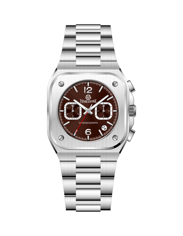 Silver watch with a brown face on a white background - branded wrist watch for men in pakistan