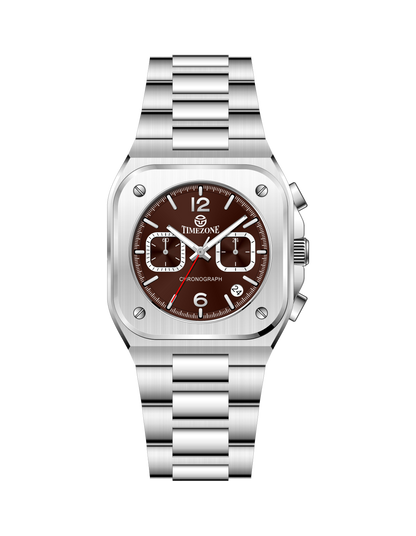 Silver watch with a brown face on a white background - branded wrist watch for men in pakistan